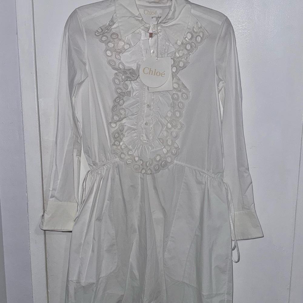 Chloé White Long Sleeve Dress